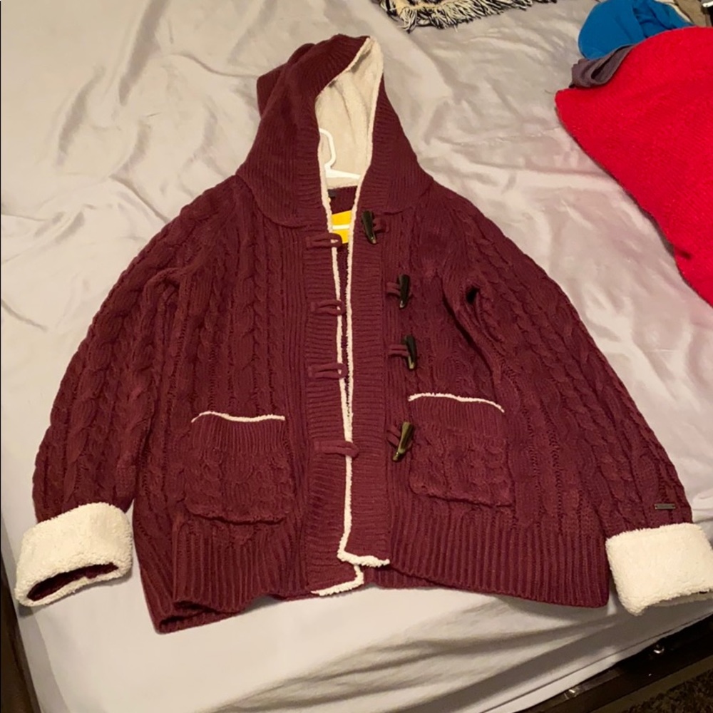 Cabelas Maroon Button Up Sweater